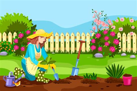 beautiful garden cartoon|gardening cartoon images free.